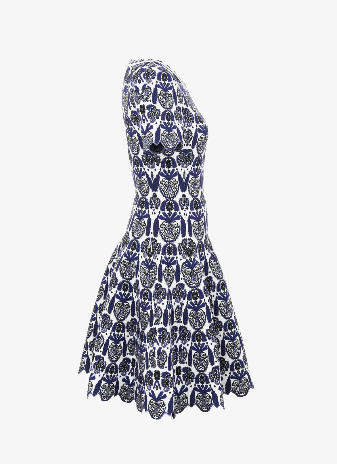 Flared Knitted Dress ALAÏA WHITE/BLUE FLARED KNITTED DRESS